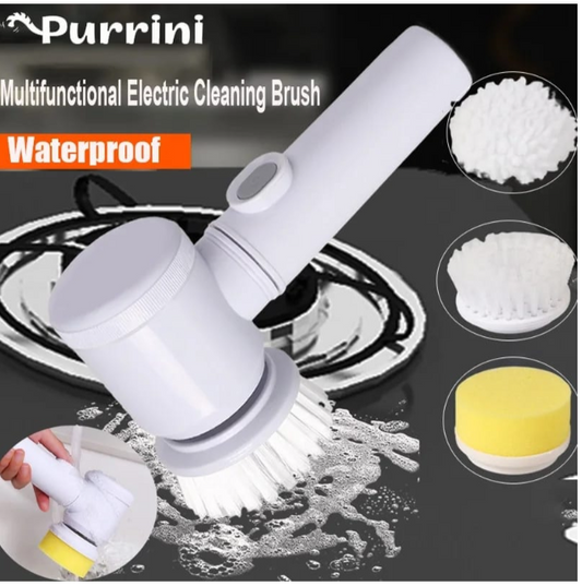 5 in1 Rechargeable Magic Brush | Car Waxing Handheld Scrubber | 360 Degree Rotate with 3 Replaceable Multipurpose Brush | Heads Kitchen Dishwashing Sponge Electric Cleaning BrushLow